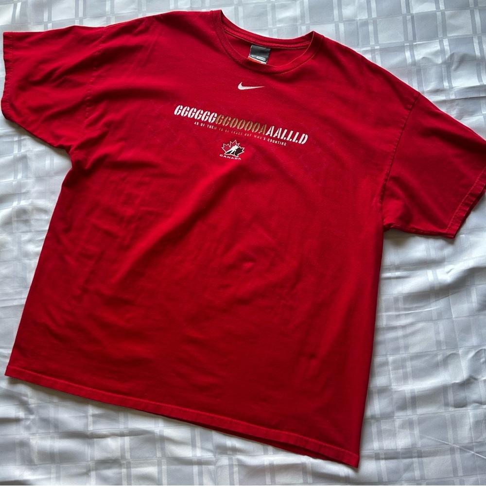 Nike x Bauer 2014 Olympics Team Canada Gold Medal Red Graphic T-Shirt